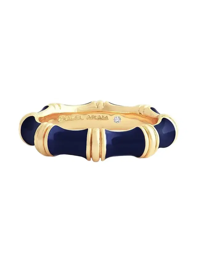 Women's Bamboo 18K-Gold-Plated & Enamel Ring - Atlantic Navy Blue Women's Bamboo 18K-Gold-Plated & Enamel Ring - Atlantic Navy Blue