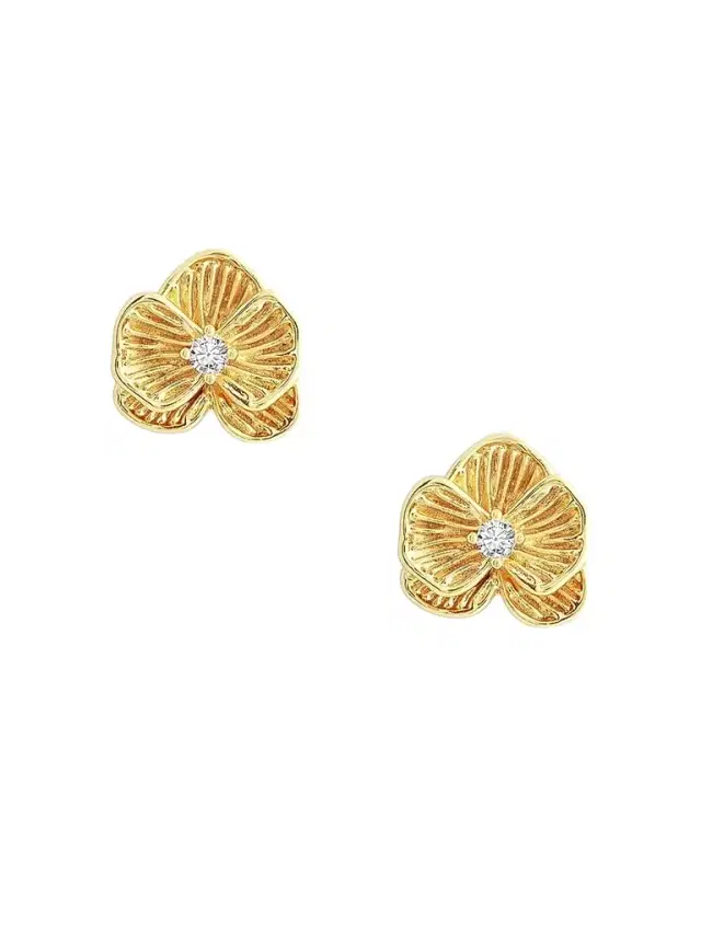 Women's Orchid 18K-Gold-Plated & Cubic Zirconia Stud Earrings - Gold