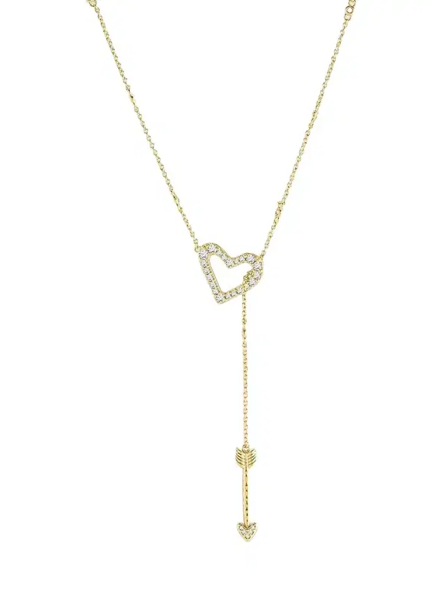 Women's Heart 18K-Gold-Plated & Cubic Zirconia Lariat Necklace - Gold