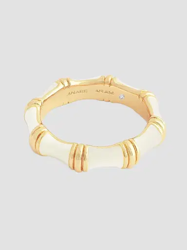 Anabel Aram Women's Bamboo 1K-Gold-Plated & Enamel Ring - Creme | Thumbnail 3