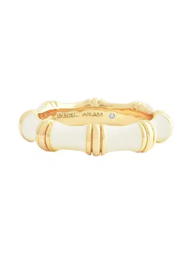 Anabel Aram Women's Bamboo 1K-Gold-Plated & Enamel Ring - Creme | Thumbnail 1