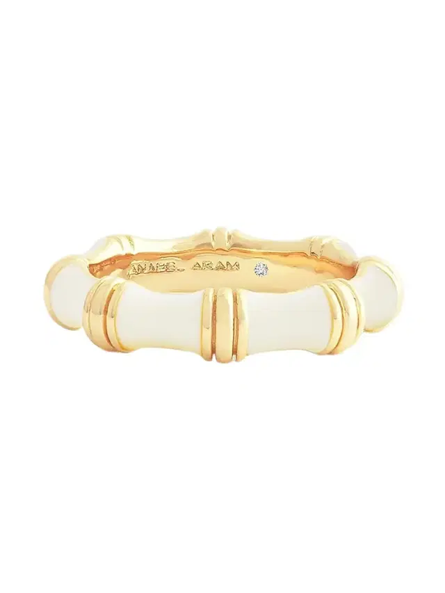 Women's Bamboo 1K-Gold-Plated & Enamel Ring - Creme