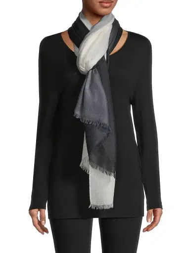 Sofia Cashmere Women's Ombré CashmereScarf - Black White | Thumbnail 1