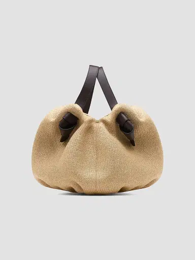 NEOUS Women's Taurus 2.0 Raffia-Leather Top Handle Bag - Natural Dark Chocolate | Thumbnail 2