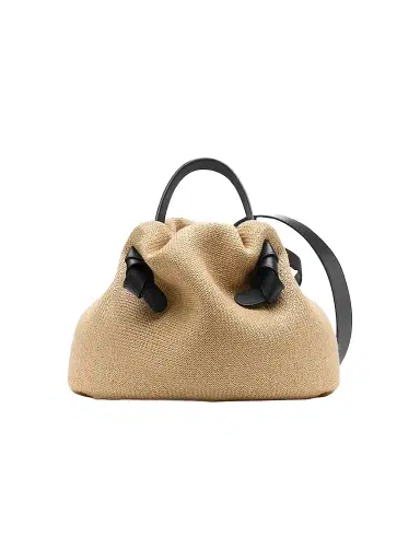 NEOUS Women's Taurus 2.0 Raffia-Leather Top Handle Bag - Natural Dark Chocolate | Thumbnail 1