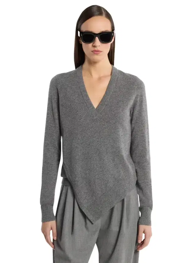 Cashmere V-Neck Asymmetric Sweater