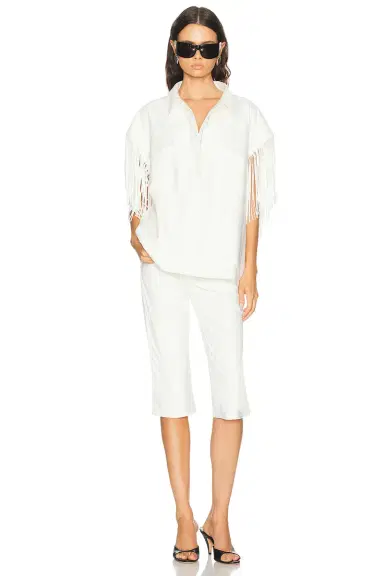 Norma Kamali Sleeveless Oversized Fringe Jacket | Thumbnail 4
