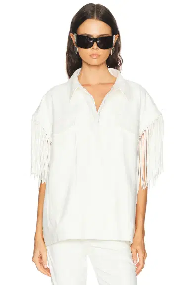 Norma Kamali Sleeveless Oversized Fringe Jacket | Thumbnail 1