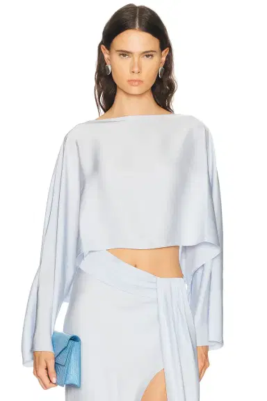 Lapointe Lightweight Satin Boat Neck Caftan Top | Thumbnail 1