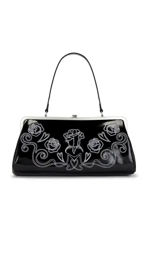 Markgong Large Embroidered Metal Clasp Bag