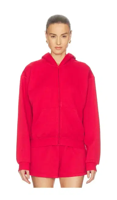 Skims Cotton Fleece Classic Zip Up Hoodie | Thumbnail 2