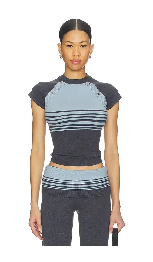 Frankies Bikinis Shore Cloud Knit Short Sleeve Top