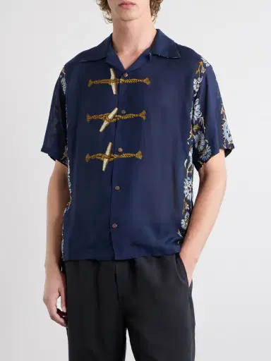 KAPITAL Toggle & Maille Convertible-Collar Printed Woven Shirt - Men | Thumbnail 3