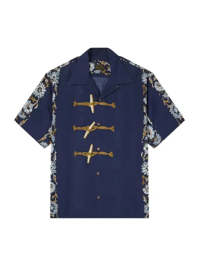 KAPITAL Toggle & Maille Convertible-Collar Printed Woven Shirt - Men