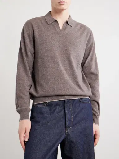 N.Peal Sloane Organic Cashmere Polo Shirt - Men | Thumbnail 3