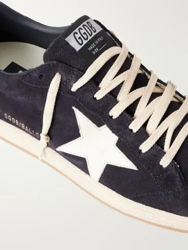 Golden Goose Ball Star Distressed Leather-Trimmed Suede Sneakers - Men | Thumbnail 5