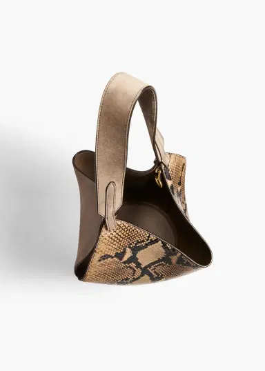 Khaite Mini Lotus Tote In Python-Embossed Taupe And Morning Dove | Thumbnail 3 Khaite Mini Lotus Tote In Python-Embossed Taupe And Morning Dove | Thumbnail 3