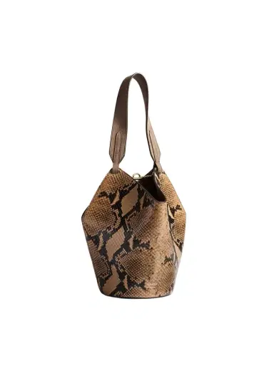 Khaite Mini Lotus Tote In Python-Embossed Taupe And Morning Dove | Thumbnail 1 Khaite Mini Lotus Tote In Python-Embossed Taupe And Morning Dove | Thumbnail 1