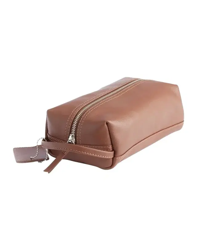 Royce New York Monogrammed Compact Leather Toiletry Bag