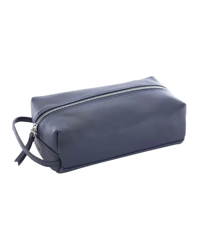 Royce New York Monogrammed Compact Leather Toiletry Bag