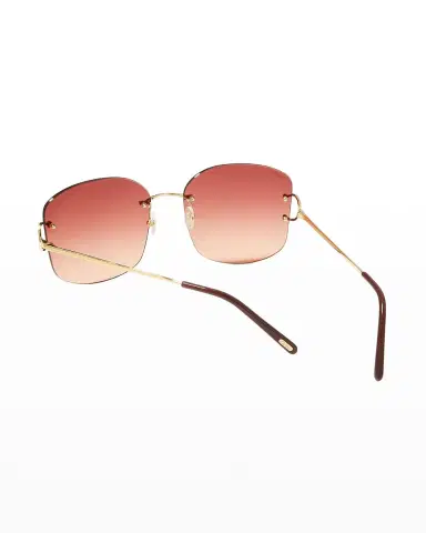 Cartier Rimless Round Metal & Acetate Sunglasses | Thumbnail 2