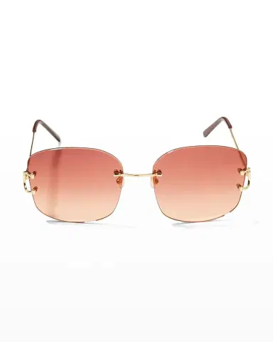 Cartier Rimless Round Metal & Acetate Sunglasses | Thumbnail 3