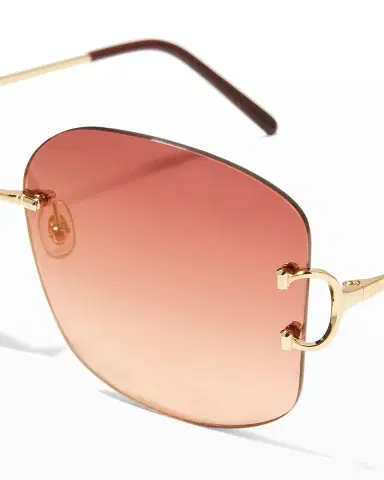Cartier Rimless Round Metal & Acetate Sunglasses | Thumbnail 4