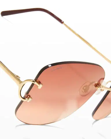Cartier Rimless Round Metal & Acetate Sunglasses | Thumbnail 5