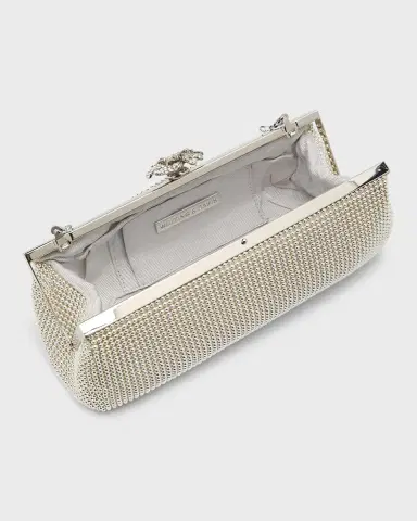 WHITING & DAVIS Flower Crystal-Embellished Clutch Bag | Thumbnail 2