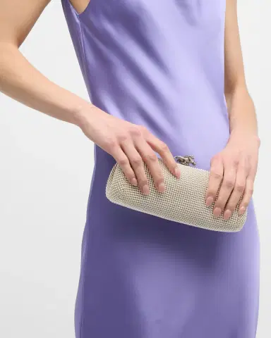 WHITING & DAVIS Flower Crystal-Embellished Clutch Bag | Thumbnail 3