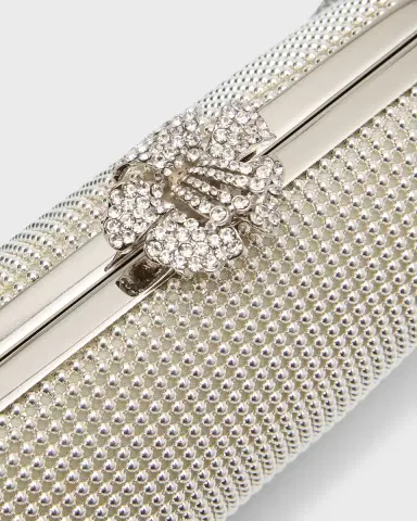 WHITING & DAVIS Flower Crystal-Embellished Clutch Bag | Thumbnail 4