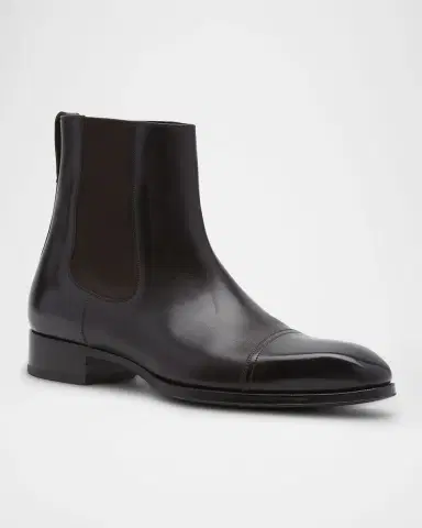 Tom Ford Men's Burnished Leather Chelsea Boots | Thumbnail 2