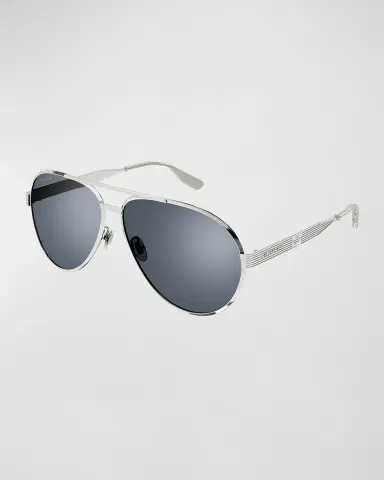 Gucci Men's Double-Bridge Metal Aviator Sunglasses | Thumbnail 2 Gucci Men's Double-Bridge Metal Aviator Sunglasses | Thumbnail 2