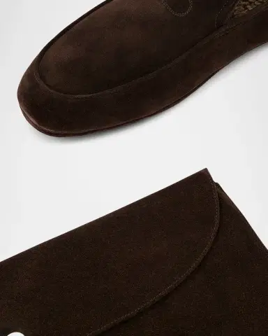 John Lobb Men's Kingston Suede Smoking Loafer Slippers | Thumbnail 2