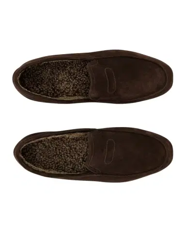 John Lobb Men's Kingston Suede Smoking Loafer Slippers | Thumbnail 1