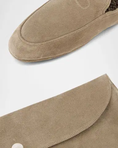 John Lobb Men's Kingston Suede Smoking Loafer Slippers | Thumbnail 2