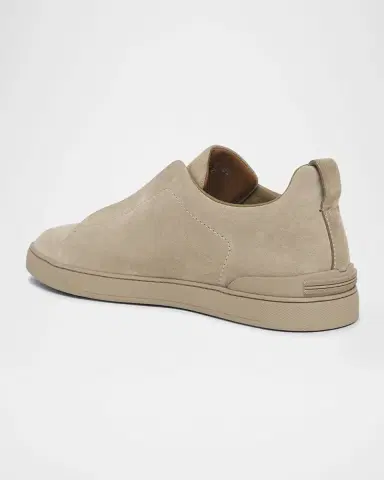 ZEGNA Men 's Triple Stitch Suede Low-Top Sneakers | Thumbnail 2