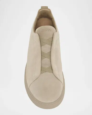 ZEGNA Men 's Triple Stitch Suede Low-Top Sneakers | Thumbnail 4