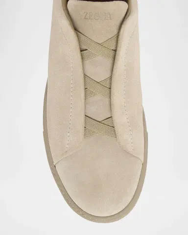 ZEGNA Men 's Triple Stitch Suede Low-Top Sneakers | Thumbnail 5