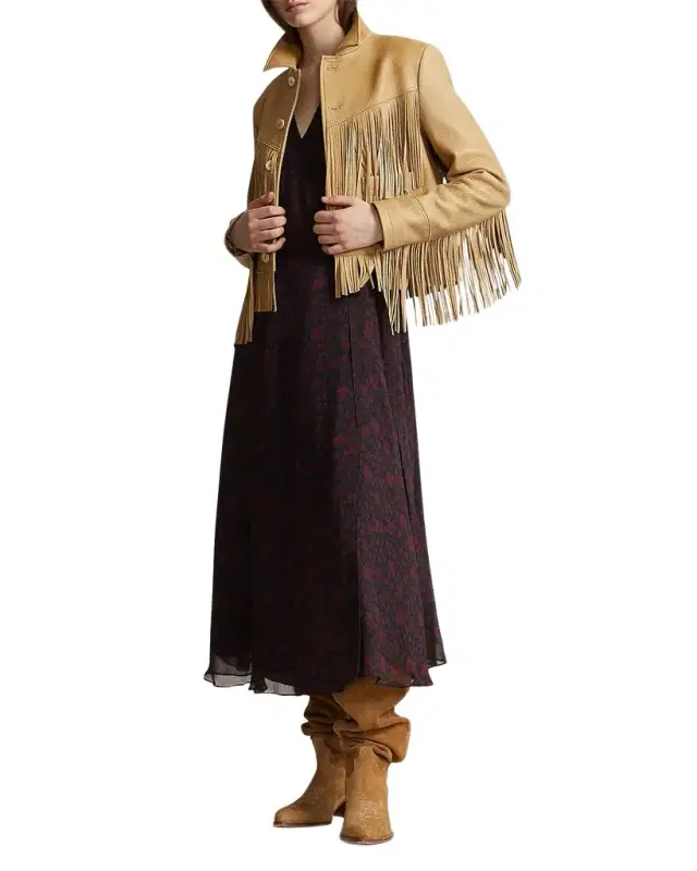 Polo Ralph Lauren Fringe Waxed Leather Jacket