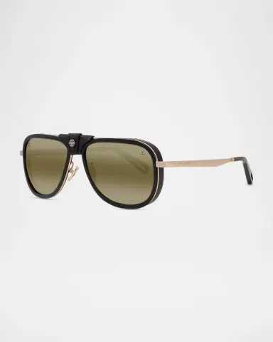 Vuarnet Men's Glacier 03 Titanium Aviator Sunglasses with Side Shields and Cord | Thumbnail 2