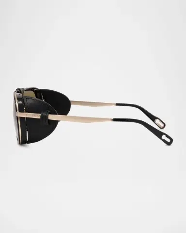 Vuarnet Men's Glacier 03 Titanium Aviator Sunglasses with Side Shields and Cord | Thumbnail 3