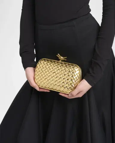 Bottega Veneta Knot Padded Metallic Leather Clutch Bag | Thumbnail 2