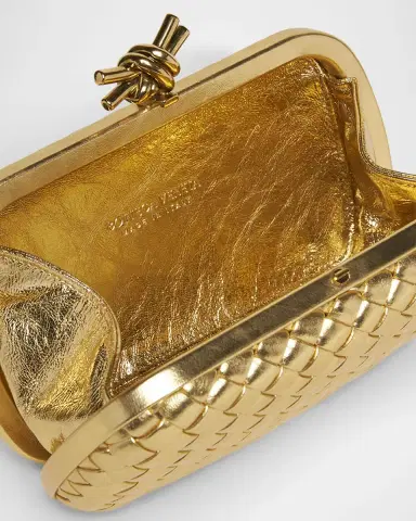 Bottega Veneta Knot Padded Metallic Leather Clutch Bag | Thumbnail 4