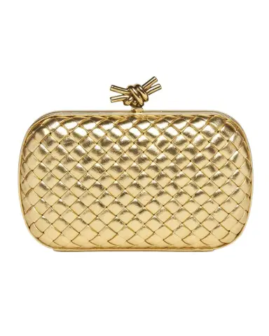 Bottega Veneta Knot Padded Metallic Leather Clutch Bag | Thumbnail 1