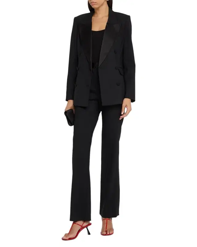 ARGENT High-Rise Seasonless Wool Tuxedo Trousers