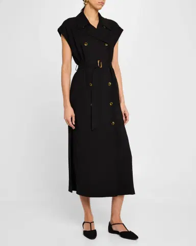 Argent Double-Breasted Stretch Crepe Trench Dress | Thumbnail 3 Argent Double-Breasted Stretch Crepe Trench Dress | Thumbnail 3