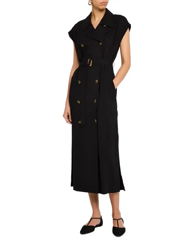 Double-Breasted Stretch Crepe Trench Dress