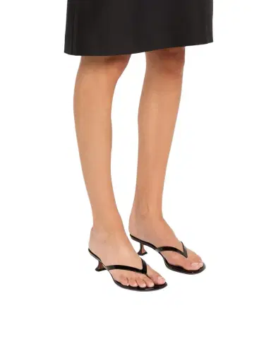 Amina Muaddi Juliette Patent Kitten Thong Sandals | Thumbnail 1
