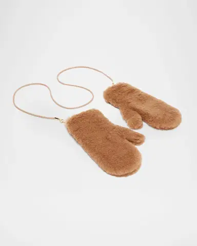 Max Mara Camel Teddy Fabric Mittens | Thumbnail 3 Max Mara Camel Teddy Fabric Mittens | Thumbnail 3